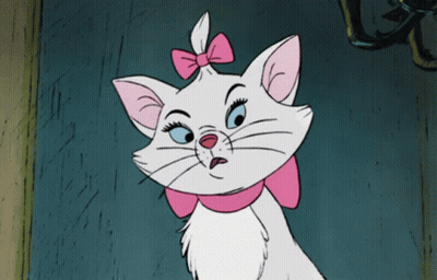 A Cartoon Cat With A Pink Bow On Her Head GIF