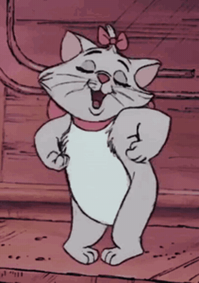 A Cartoon Cat With A Pink Bow On Her Head GIF