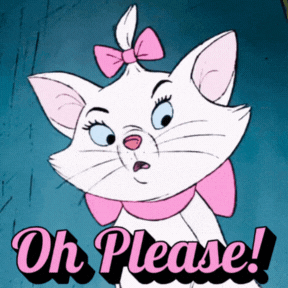 A Cartoon Cat With A Pink Bow On Her Head Says " Oh Please " GIF