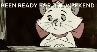 A Cartoon Cat With A Pink Bow On Its Head Is Looking Out Of A Window . GIF