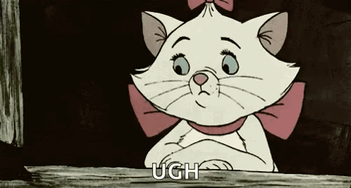 A Cartoon Cat With A Pink Bow On Its Head Is Looking Out Of A Window . GIF