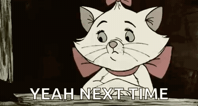 A Cartoon Cat With A Pink Bow On Its Head Is Sitting On A Wooden Plank . GIF