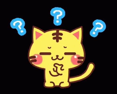 A Cartoon Cat With A Question Mark Above Its Head GIF