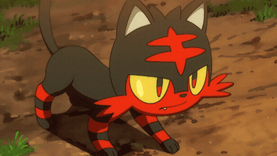 A Cartoon Cat With A Red Star On Its Head Is Blowing Flames Out Of Its Mouth GIF