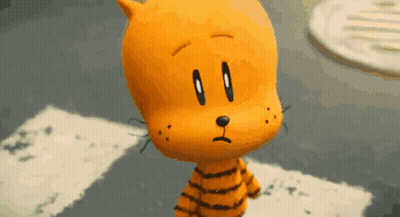 A Cartoon Cat With A Sad Look On His Face Is Crossing The Street GIF