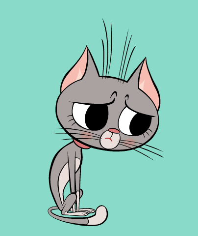 A Cartoon Cat With A Sad Look On It 'S Face GIF