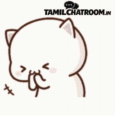 A Cartoon Cat With A Speech Bubble That Says Tamilchatroom.in On It GIF