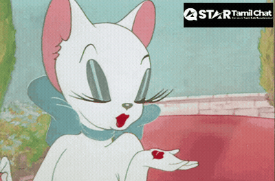 A Cartoon Cat With A Star Tamil Chat Logo GIF