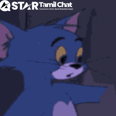 A Cartoon Cat With A Star Tamil Chat Logo On The Bottom GIF