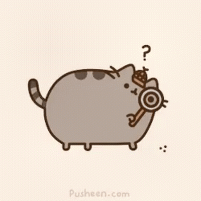A Cartoon Cat With A Target And A Question Mark On Its Head GIF