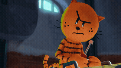 A Cartoon Cat With A Very Angry Face GIF