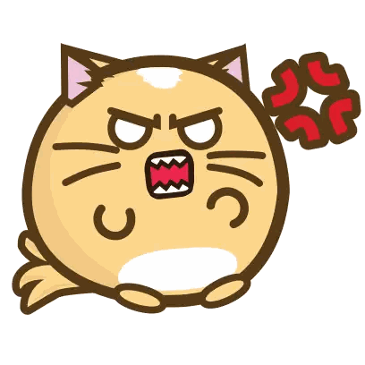 A Cartoon Cat With An Angry Look On Its Face And A Red Paw Sticker