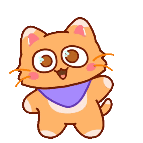 A Cartoon Cat With Big Eyes And A Purple Scarf Around His Neck Sticker