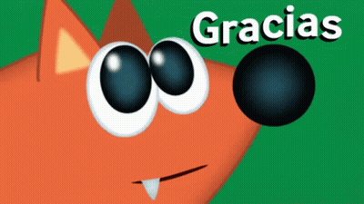A Cartoon Cat With Big Eyes And The Words Gracias Written Above It GIF