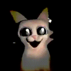 A Cartoon Cat With Big Eyes Is Standing Next To A Cartoon Pig GIF