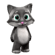 A Cartoon Cat With Blue Eyes And A Pink Nose Is Dancing Sticker