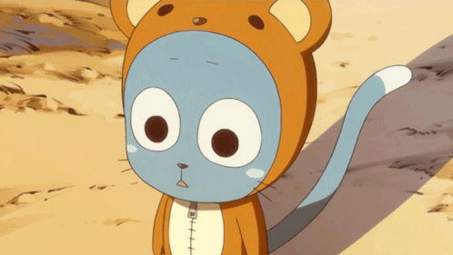 Cartoon Cat With Blue Eyes And Stitched Chest GIF