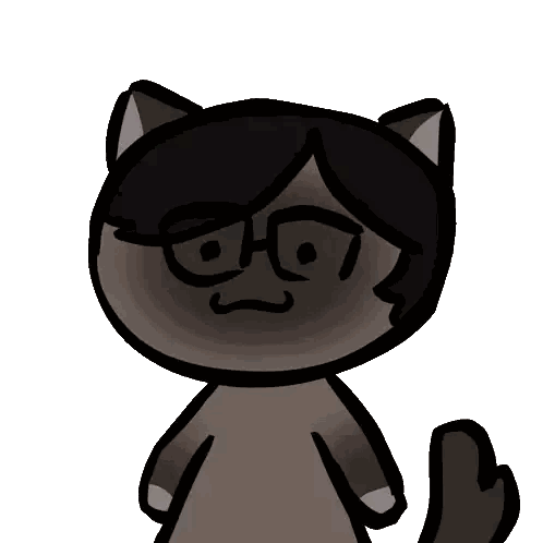 A Cartoon Cat With Glasses And A Sad Look On His Face Sticker