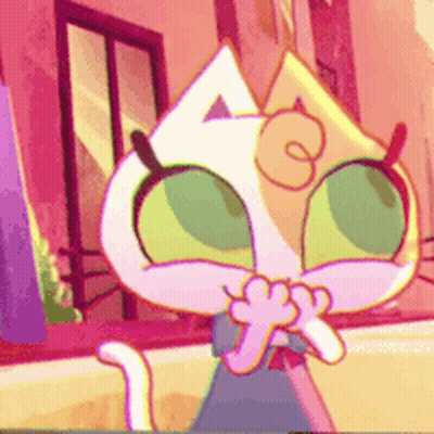 A Cartoon Cat With Green Eyes And A Swirl Around Its Head GIF
