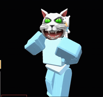 A Cartoon Cat With Green Eyes Is Holding A Polar Bear GIF