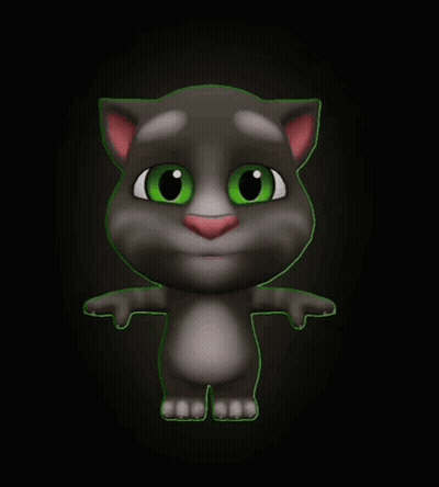 A Cartoon Cat With Green Eyes Is Standing In The Dark GIF