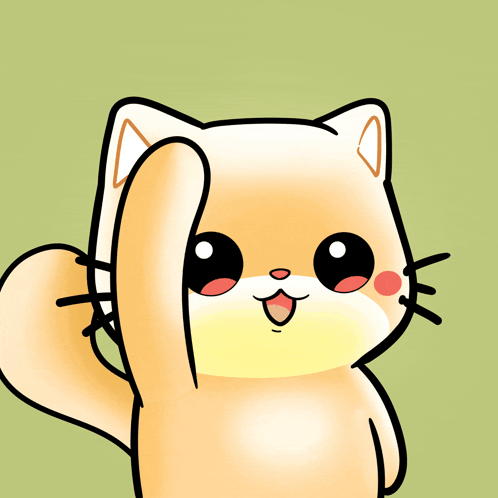 A Cartoon Cat With Heart Shaped Eyes And A Waving Tail GIF