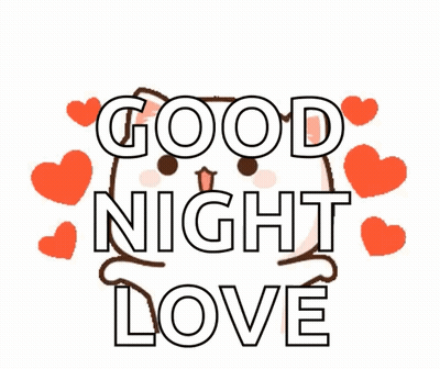 A Cartoon Cat With Hearts Around It Says `` Good Night Love '' GIF