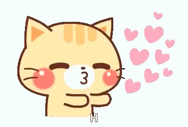 A Cartoon Cat With Hearts Coming Out Of Its Mouth GIF