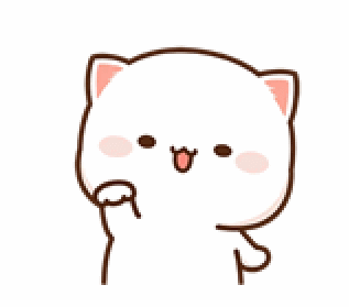 A Cartoon Cat With Hearts On Its Face Is Holding Its Paw Up . GIF