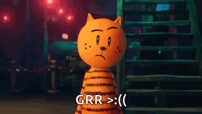 A Cartoon Cat With Huge Claws And The Words Grr > Written On It . GIF