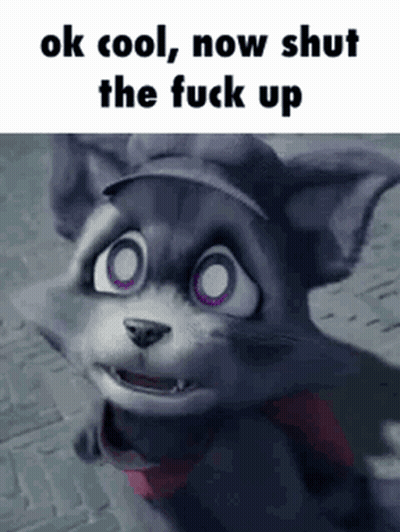 A Cartoon Cat With Purple Eyes And A Hat Says Ok Cool Now Shut The Fuck Up . GIF