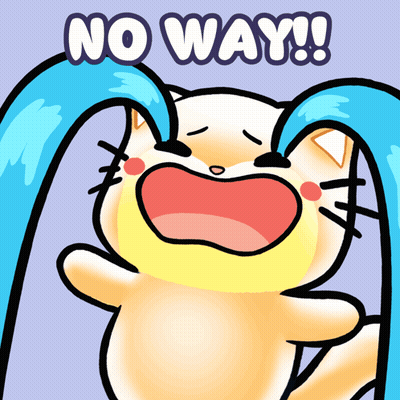 a cartoon cat with tears coming out of its eyes and the words " no way " above it