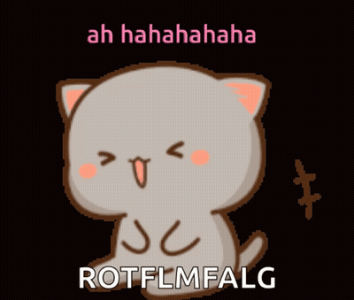 A Cartoon Cat With The Words Ah Hahahaha Rotflmfalg Written Below It GIF