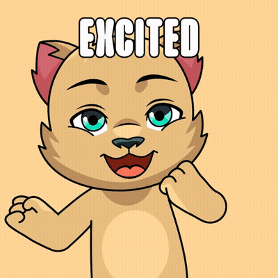 A Cartoon Cat With The Words Excited Written Above It GIF