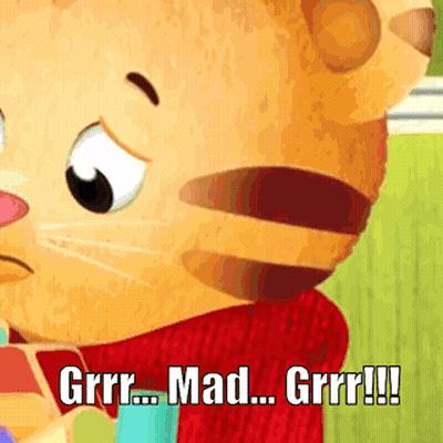 A Cartoon Cat With The Words Grrr Mad Grrr !!! GIF