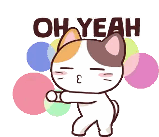 A Cartoon Cat With The Words Oh Yeah Written Above It Sticker