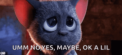 A Cartoon Cat With The Words Umm No Yes Maybe Ok A Lil On It GIF
