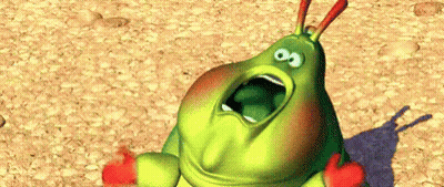A Cartoon Caterpillar Is Sitting On The Ground With Its Mouth Open And Screaming . GIF
