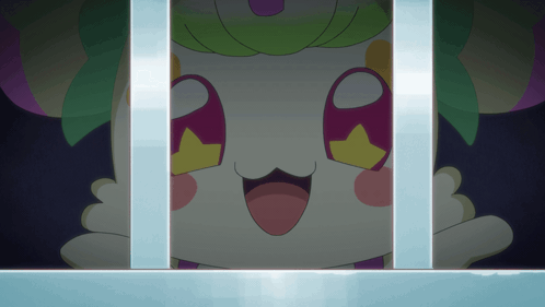 A Cartoon Character Behind Bars With A Big Smile On Her Face GIF