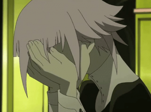 A Cartoon Character Covering Her Face With Her Hand GIF