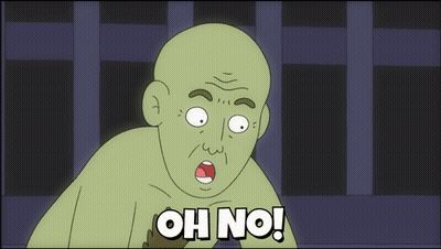A Cartoon Character Covering His Eyes With His Hand And The Words Oh No GIF