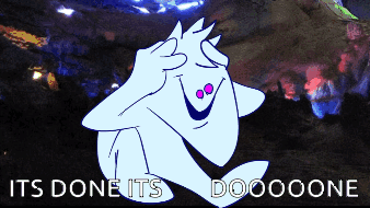 A Cartoon Character Covering His Face With His Hands And The Words " Its Done Its Doooone " Below Him GIF