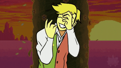 A Cartoon Character Covering His Face With His Hands GIF