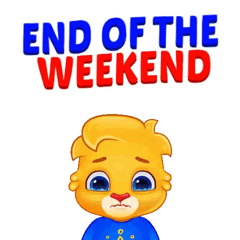 A Cartoon Character Crying With The Words End Of The Weekend Behind Him Sticker