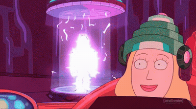 A Cartoon Character From Adult Swim Is Smiling In Front Of A Glowing Object GIF