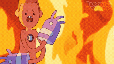 A Cartoon Character From Bravest Warriors Is Holding A Purple Glove GIF