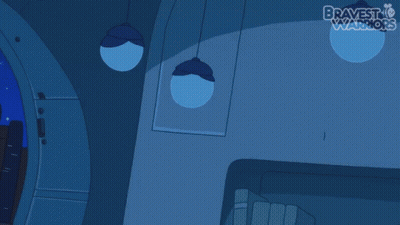 A Cartoon Character From Bravest Warriors Is In A Dark Room GIF