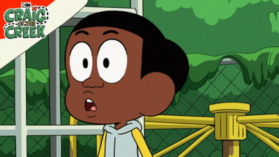 A Cartoon Character From Craig Of The Creek Is Standing In Front Of A Fence GIF