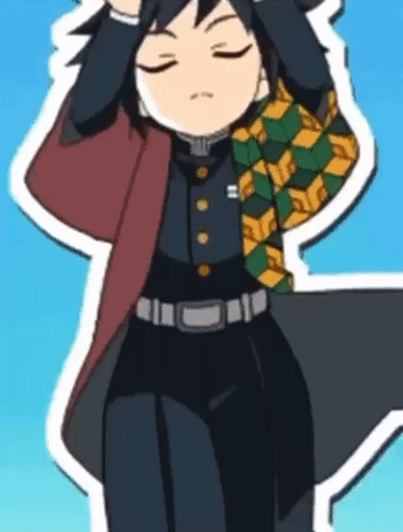 A Cartoon Character From Demon Slayer Is Standing With His Hands On His Head . GIF