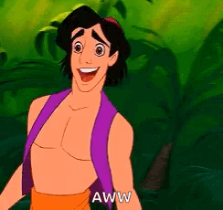 A Cartoon Character From Disney 'S Aladdin Is Smiling And Says Aww . GIF